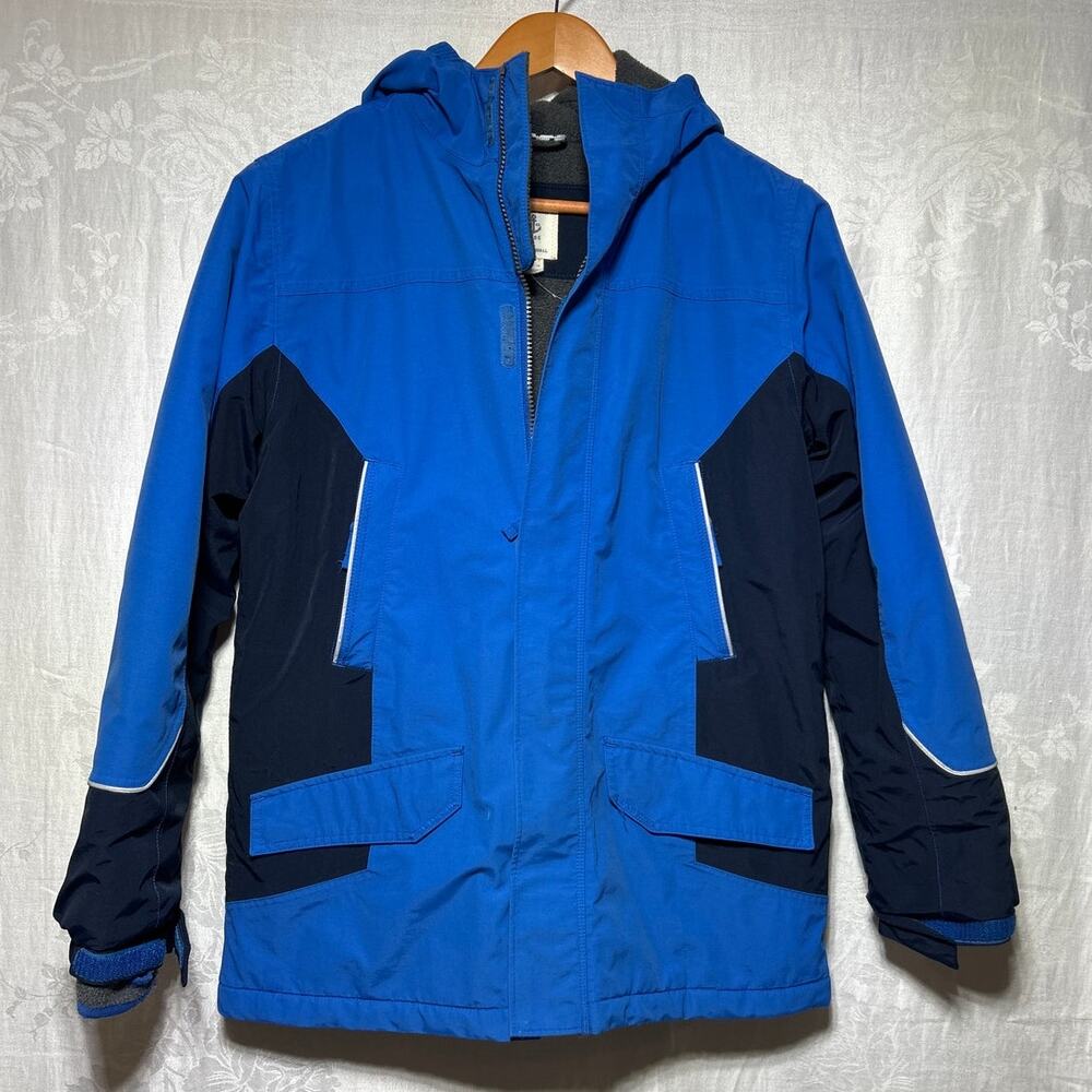Lands End Coat Kids Lrg Blue The Squall Fleece Lined Parka Windproof Waterproof